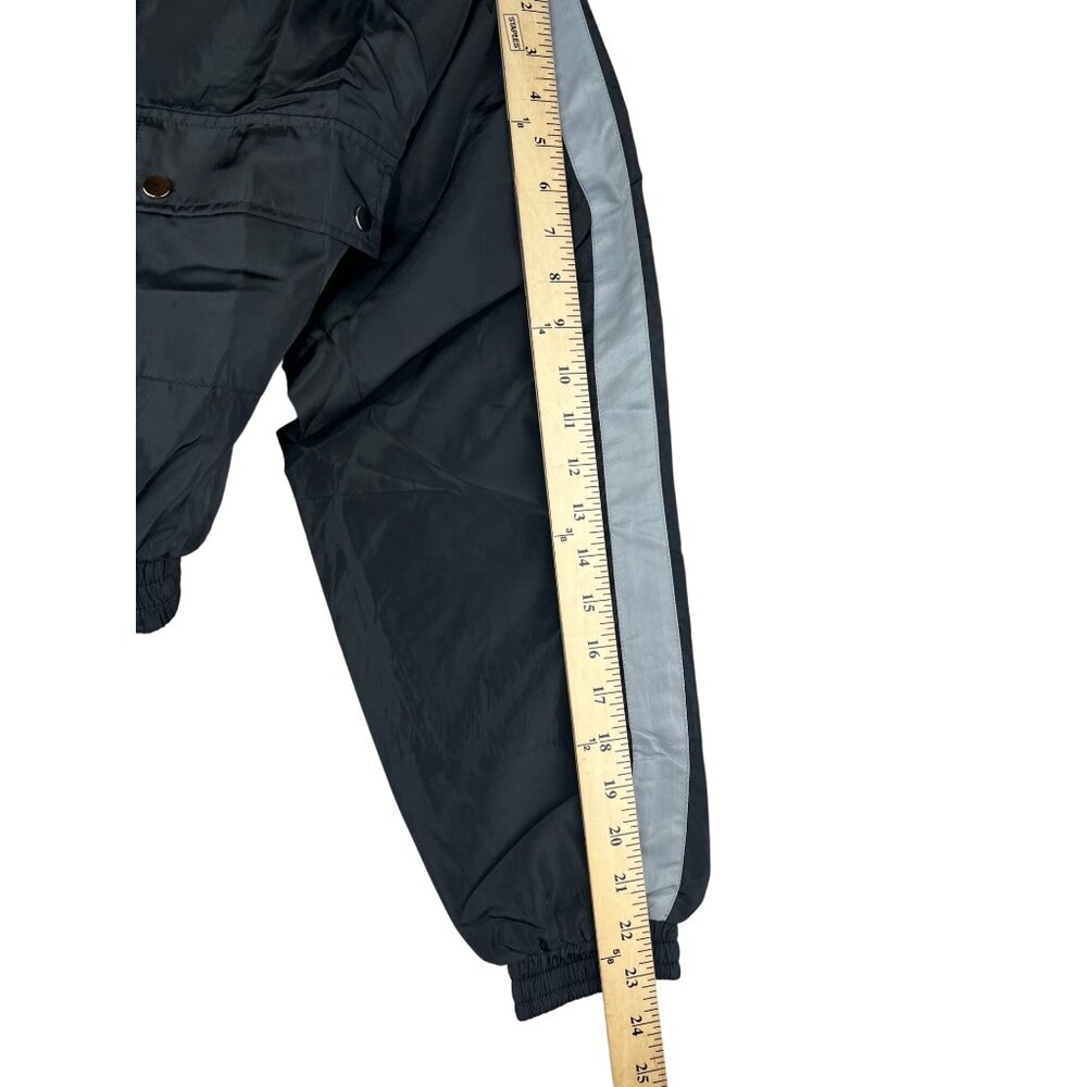 Cest Toi Cropped Black Nylon Jacket With Reflective Stripes & Zippered Front M - Picture 12 of 15